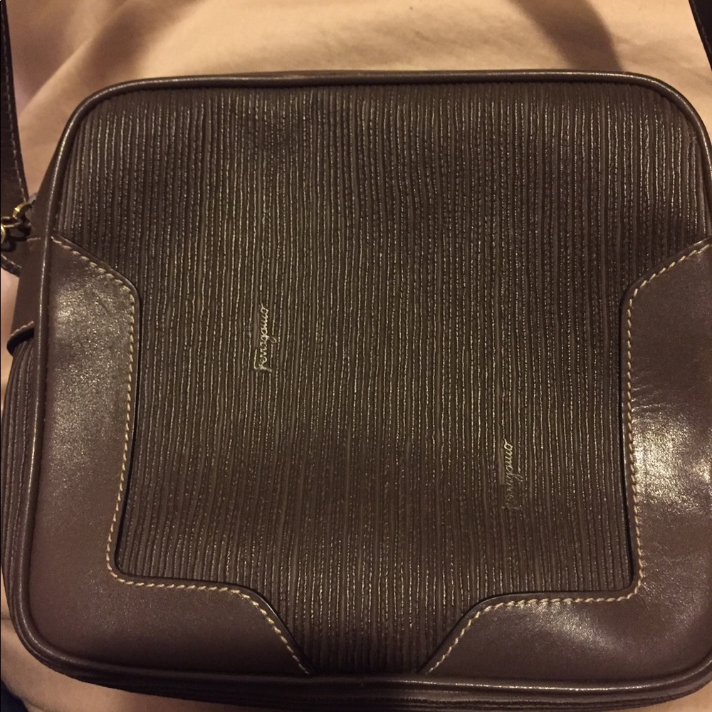 Authentic brownish/taupe Ferragamo bag .